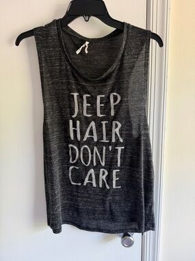 Women’s Black Graphic Muscle Tank - "Jeep Hair Don't Care"